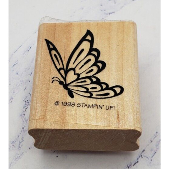 Stampin Up Wonderful Wings Small Butterfly wood Mounted Rubber Stamps - Picture 1 of 7